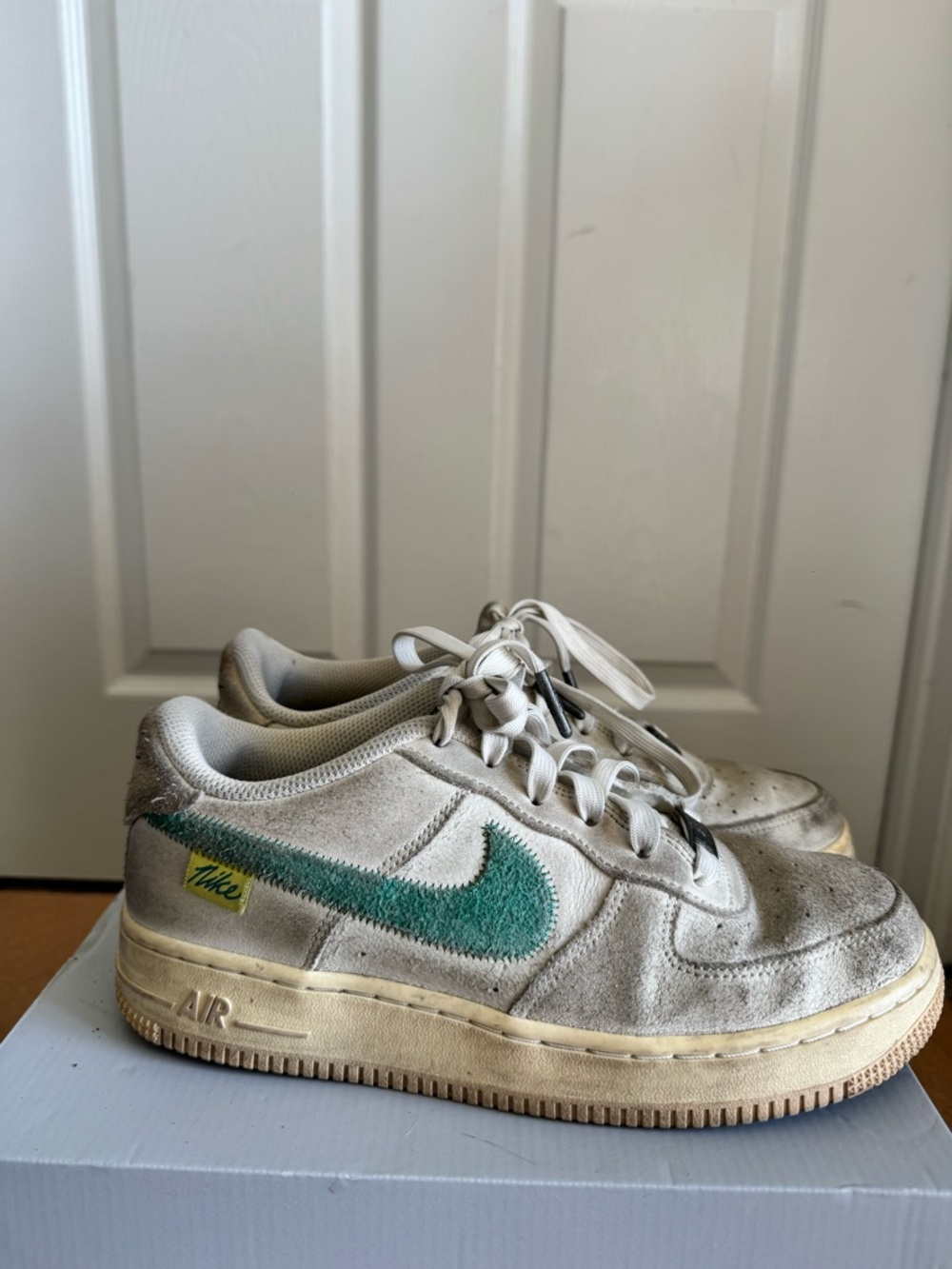 Nike Air Force 1 Low White with Teal Green Swoosh